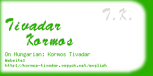 tivadar kormos business card